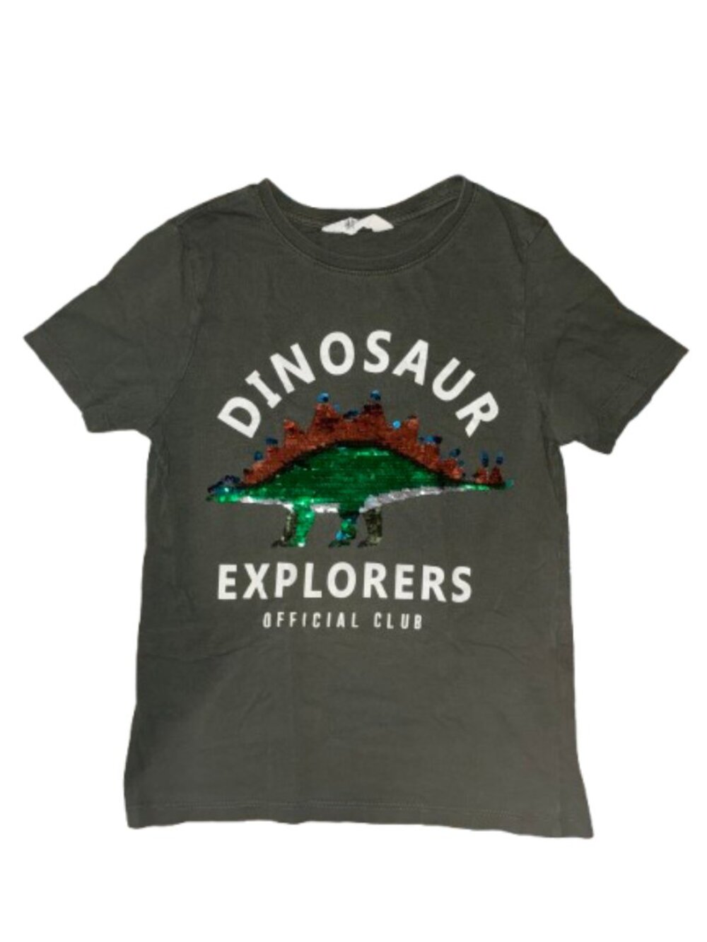 H&M Olive Green 'Dinosaur Explorers' Sequin Tee